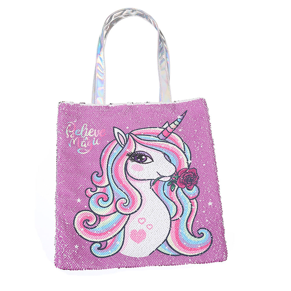 Reversible sequin tote bag